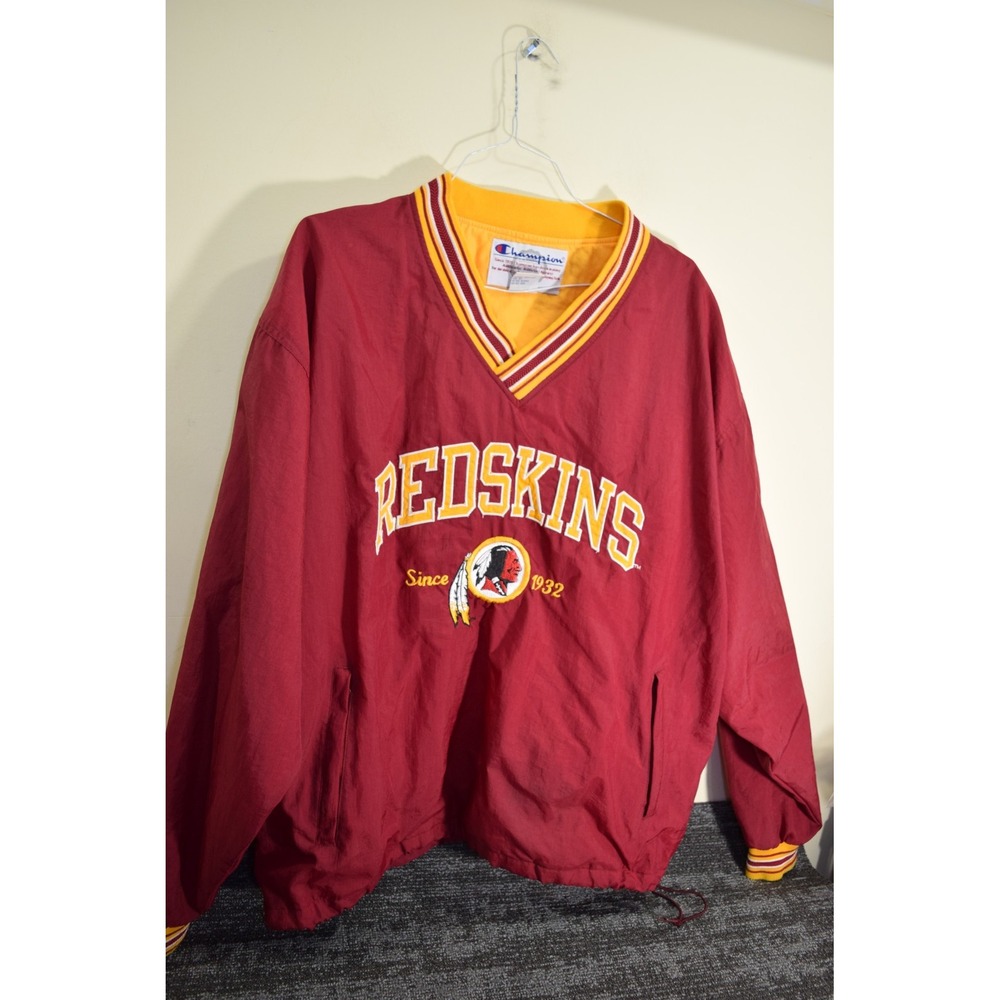 VTG Champion NFL Washington Redskins Pullover Windbreaker Jacket Mens XL Red
